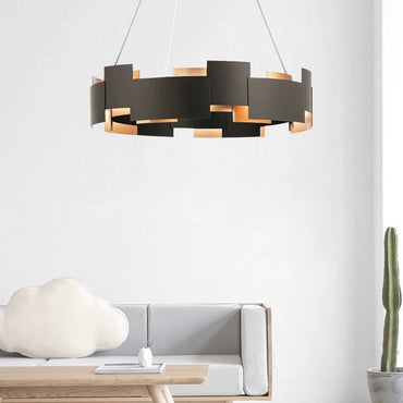 Warm Glow Black Modern Pendant Ring Lamp