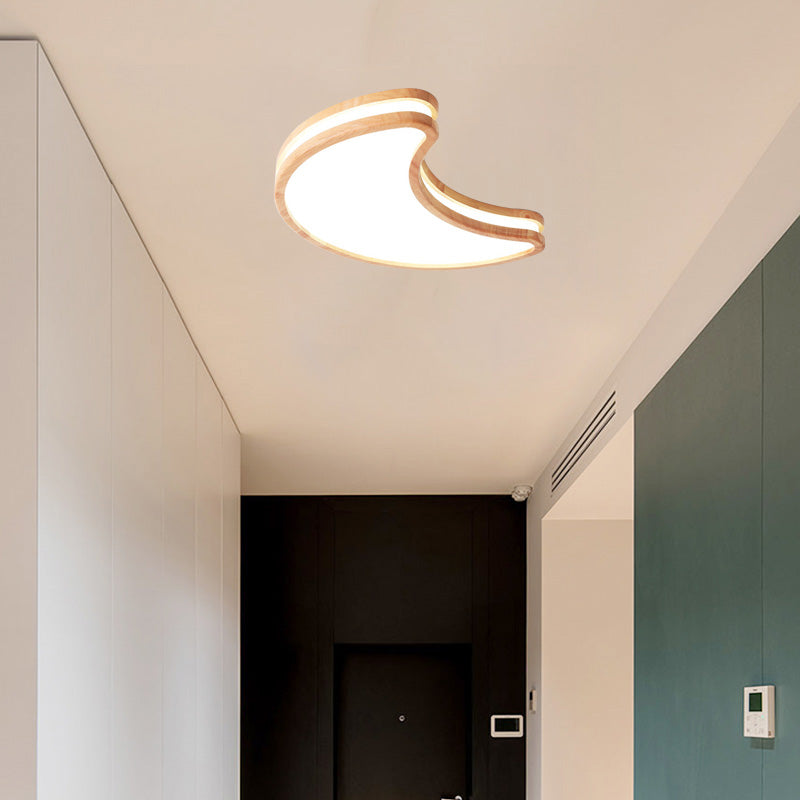Wood and Acrylic Moon Cloud Star Shaped Flush Mount Ceiling Light