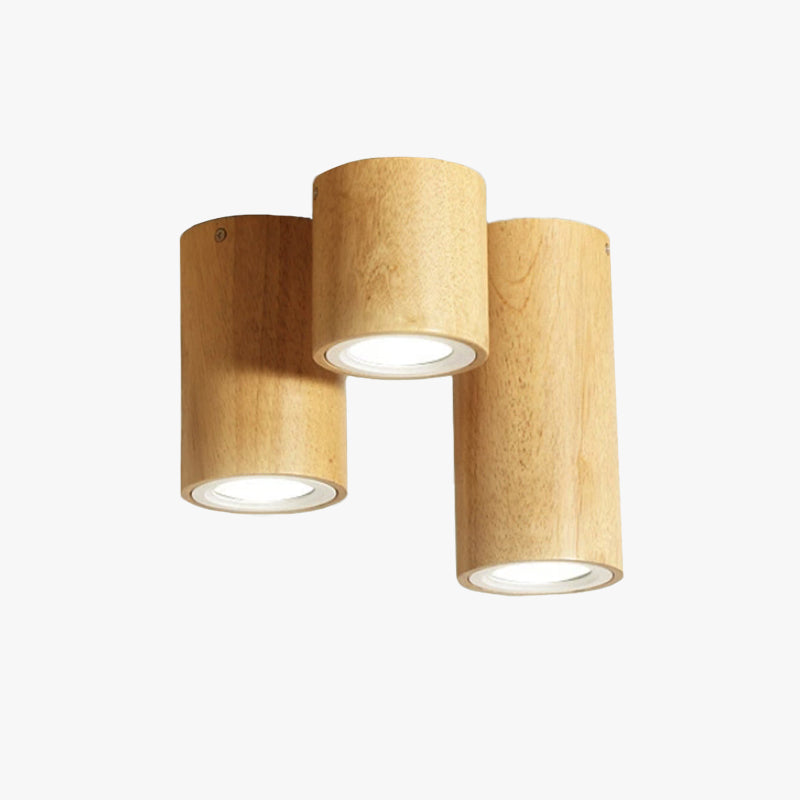 Cylindrical Waterproof Ceiling Wooden Light For Balconies And Corridors