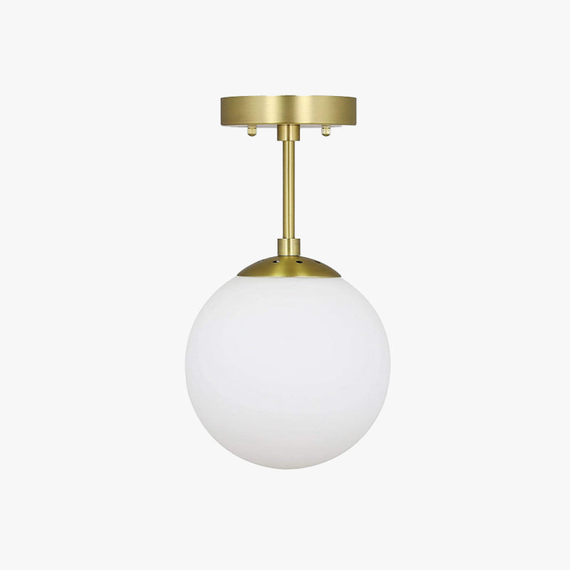 Black Or Gold Accents LED Ceiling Light Semi Flush Glass Sphere Mount