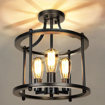 Ceiling Light Industrial LED Flush Mount Lantern For Dining And Living