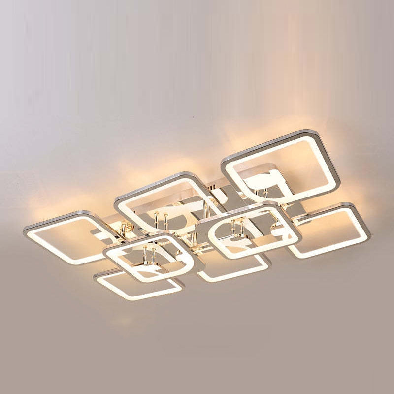 Acrylic And Metal LED Luxe Square Flush Mount Ceiling Light