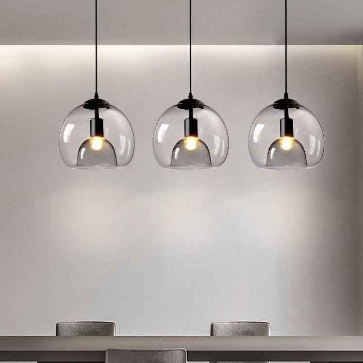 Ambient Lighting Amber Smoky Glass Globe Pendant Light