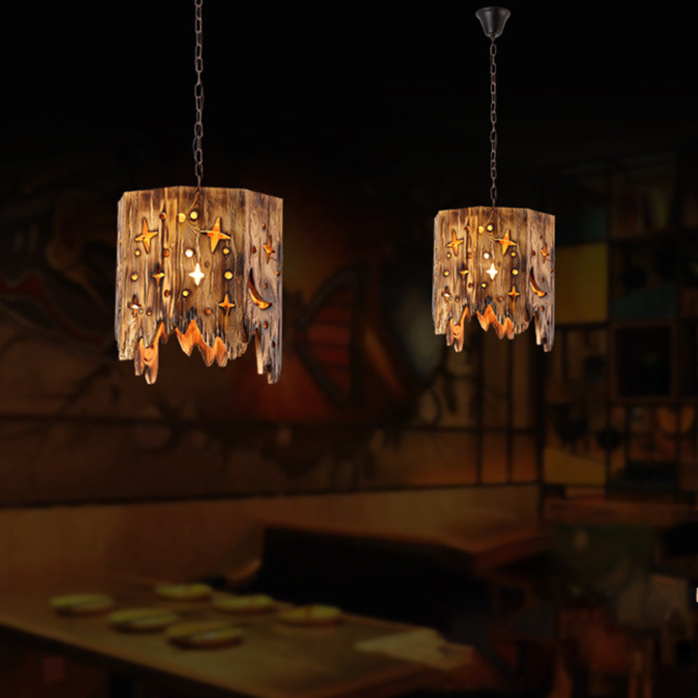 Timeless Durability Metal Wood Starry Pendant Light