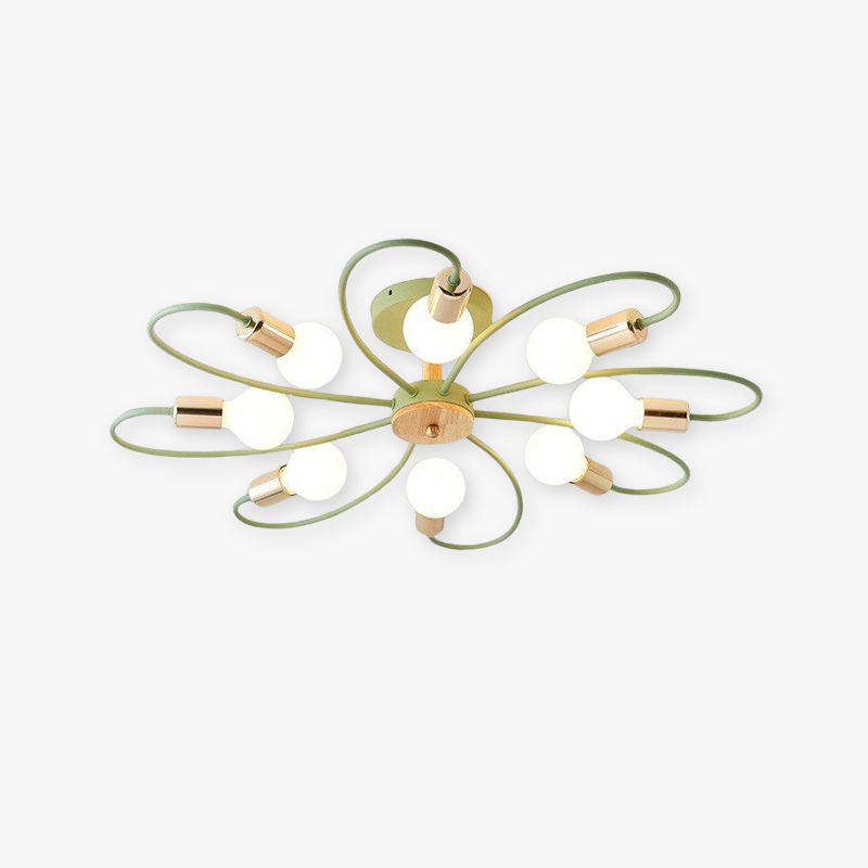 Green Grey Ceiling Flush Light Glass And Metal Elegant