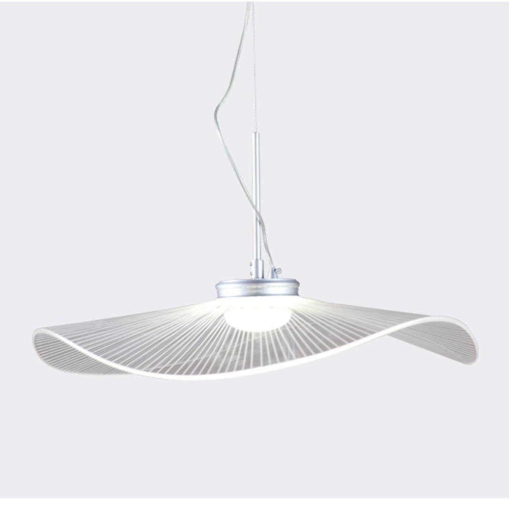 White Finish Metal Pendant Light With Lotus Leaf