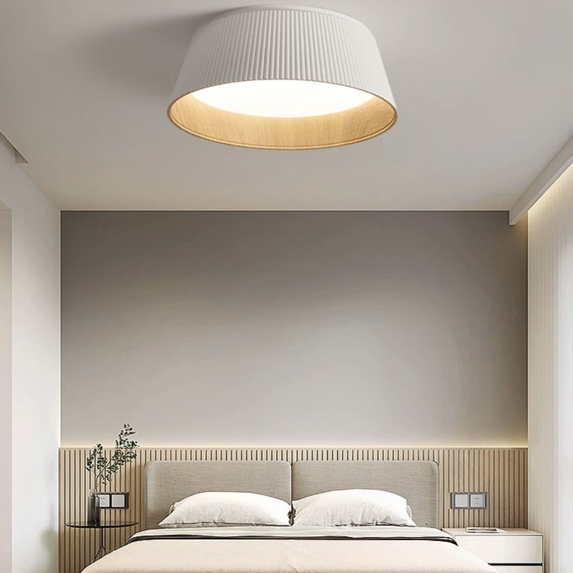 Clean Monochrome Look Drum Pendant Light