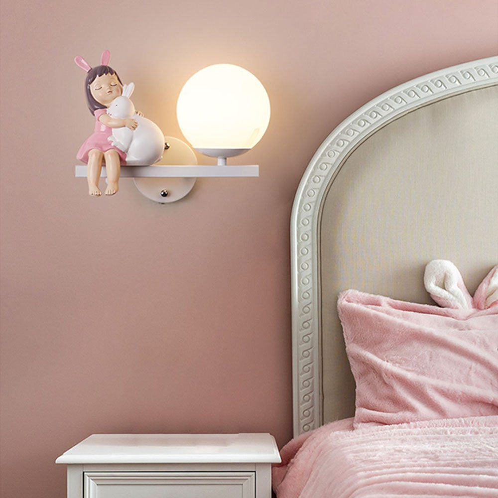 White and Pink Aria Glass and Metal Wall Light
