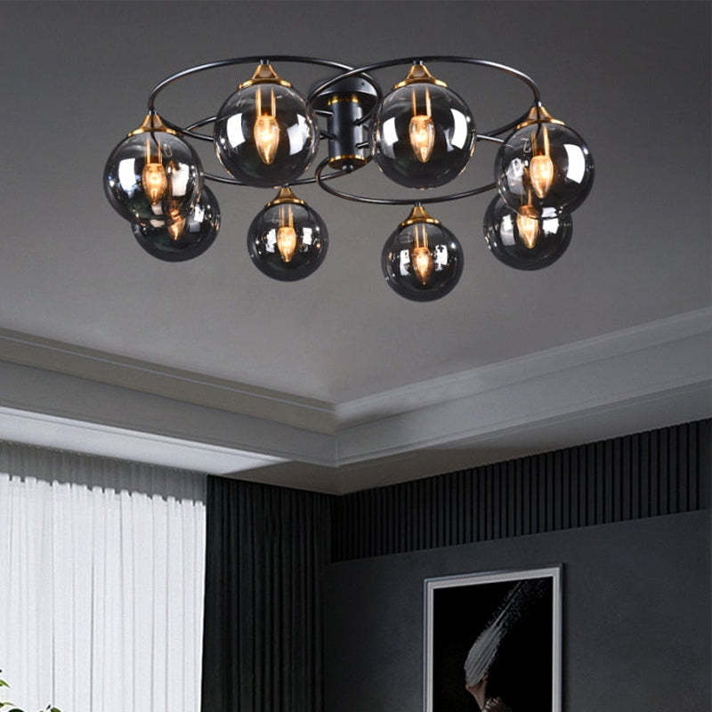 Amber Grey Nordic Flush Mount Ceiling Bubble Glass Light