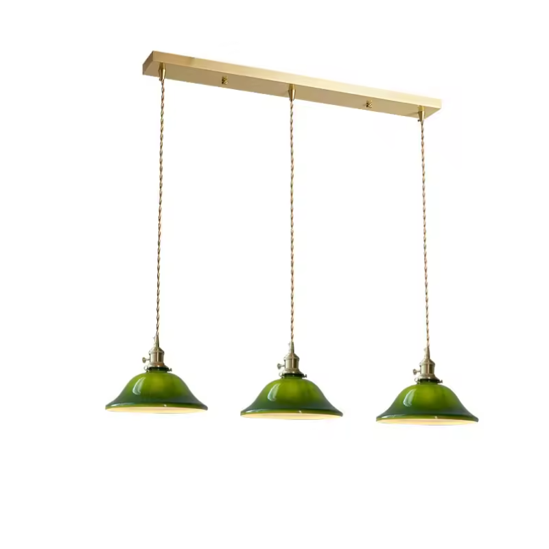 Warm Dining Ambience Green Copper Glass Pendant Light