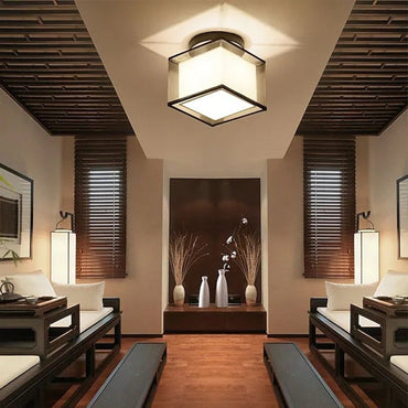Dual Style Metal And Fabric Flush Mount Ceiling Light Lumina