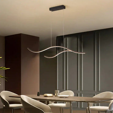 Black Gold Elegant Linear Curved Pendant Light