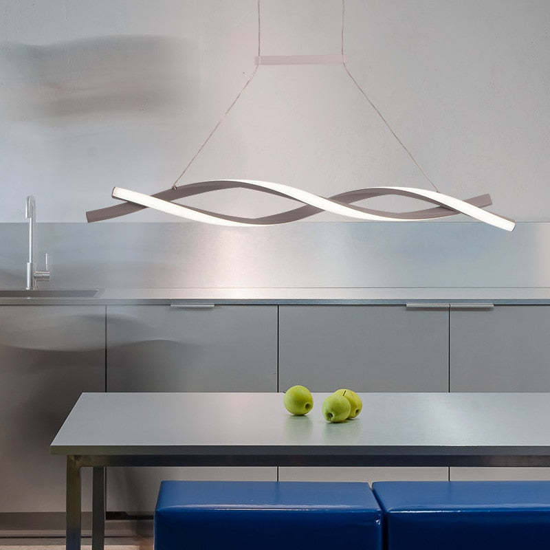 Pendant Light Durable Metal Linear Double Wave