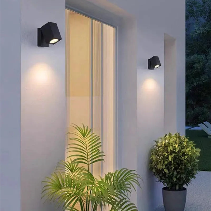 Black Rotating Outdoor Metal Wall Spotlight