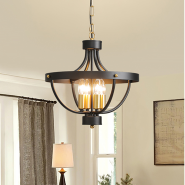 Vintage Matte Black LED Pendant Light for Dining