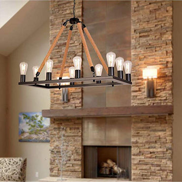 Industrial Vintage LED Pendant Light With Rope Accent