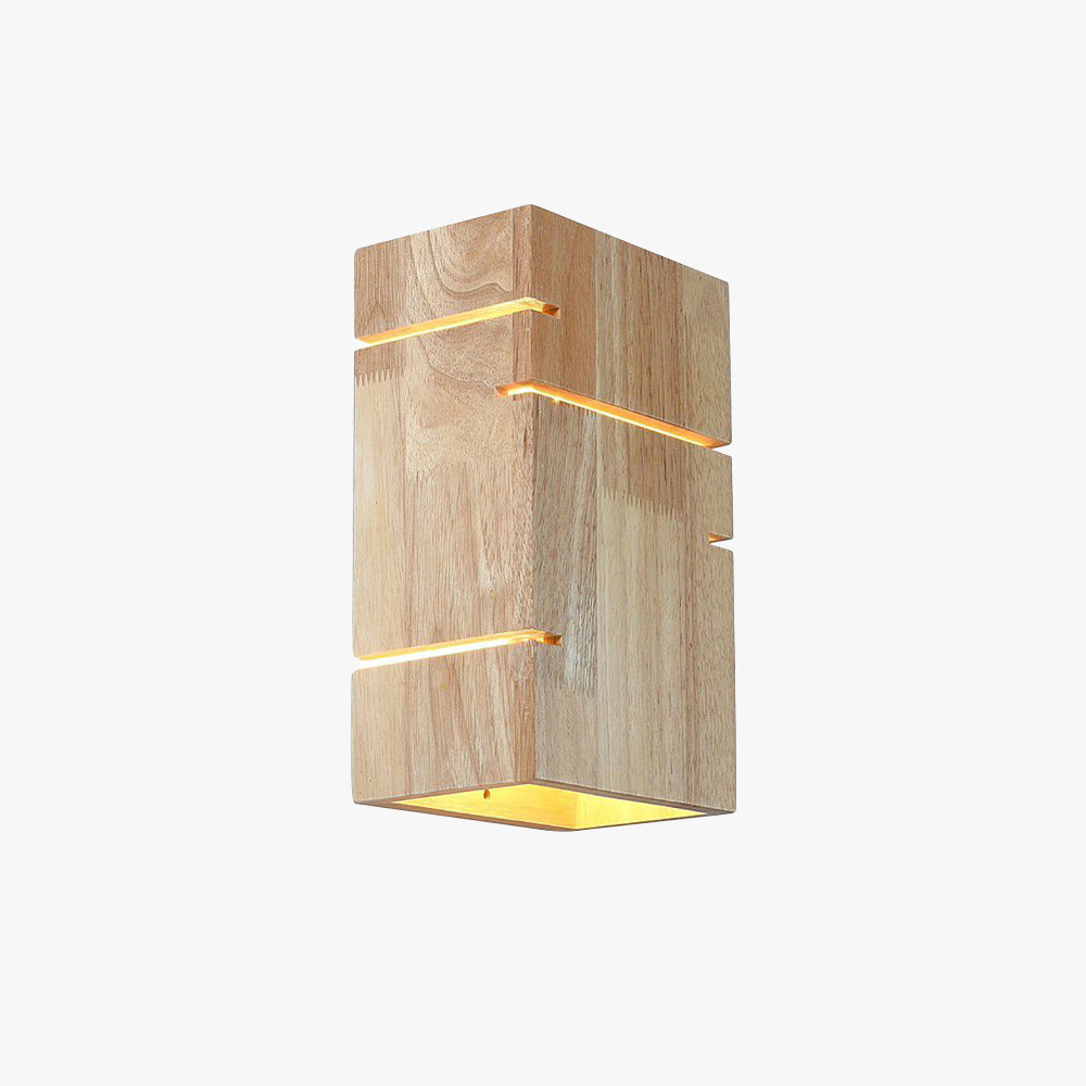 Wooden Minimalist Rectangular Wall Lamp for Bedroom and Bedside