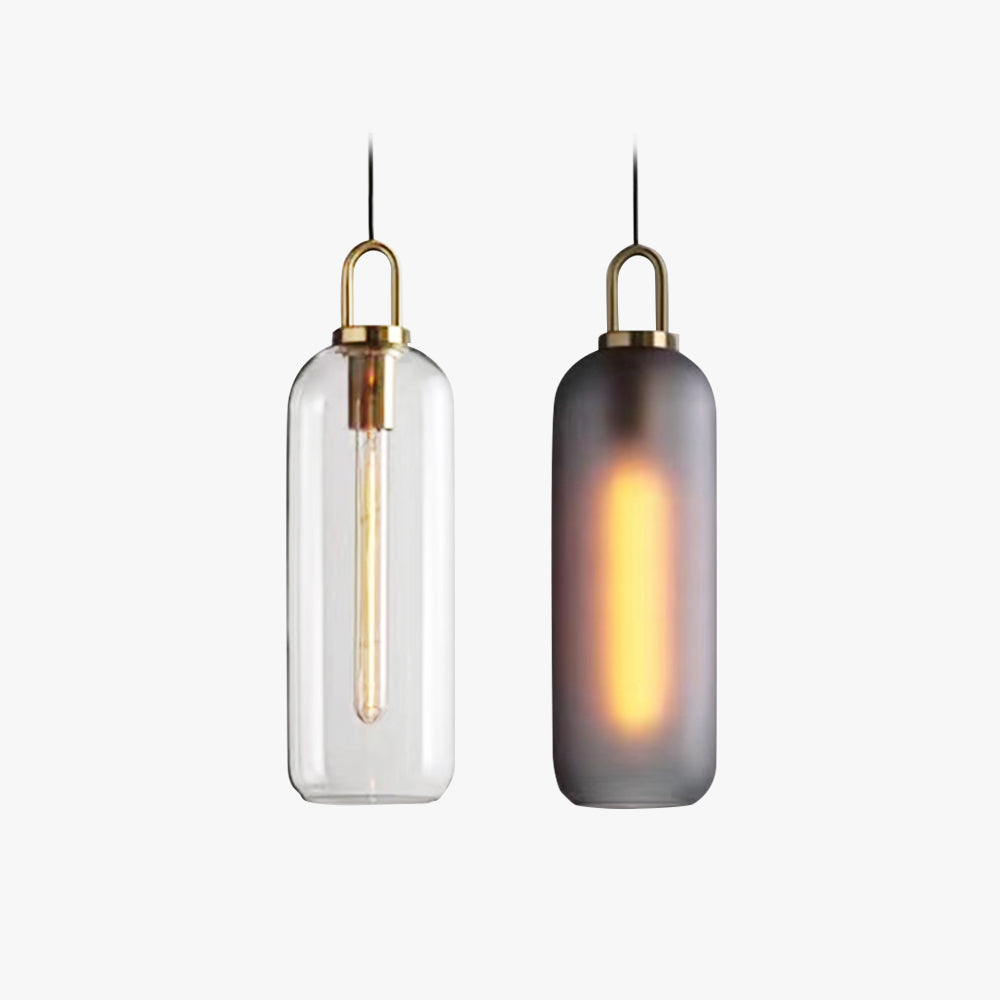 Rust Resistant Metal Frame Glass Cylinder Pendant Light