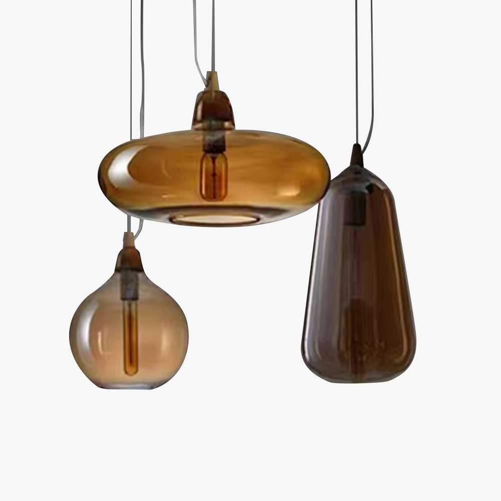 Soft Ambience Adjustable Amber Glass Pendant Light