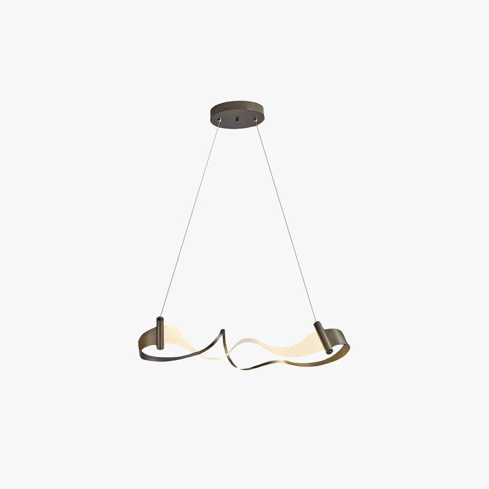 Elegant Wave Design Gold Metal Pendant Light