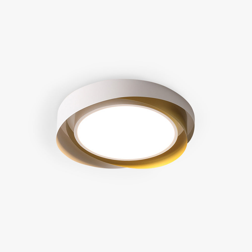 White Gold Finish Geometric Metal Flush Mount Ceiling Light
