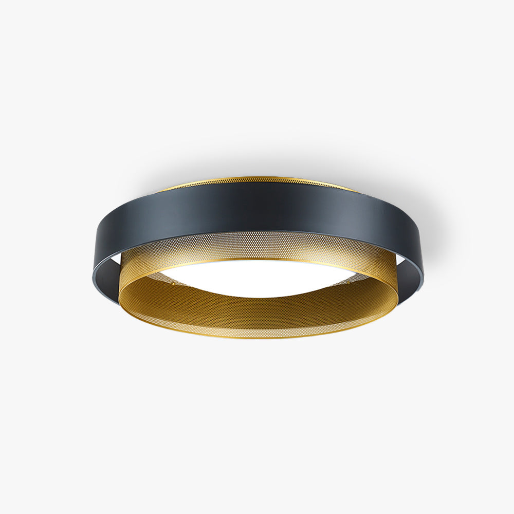 White Or Black Flush Mount Ceiling Light In Gold Inner Ring