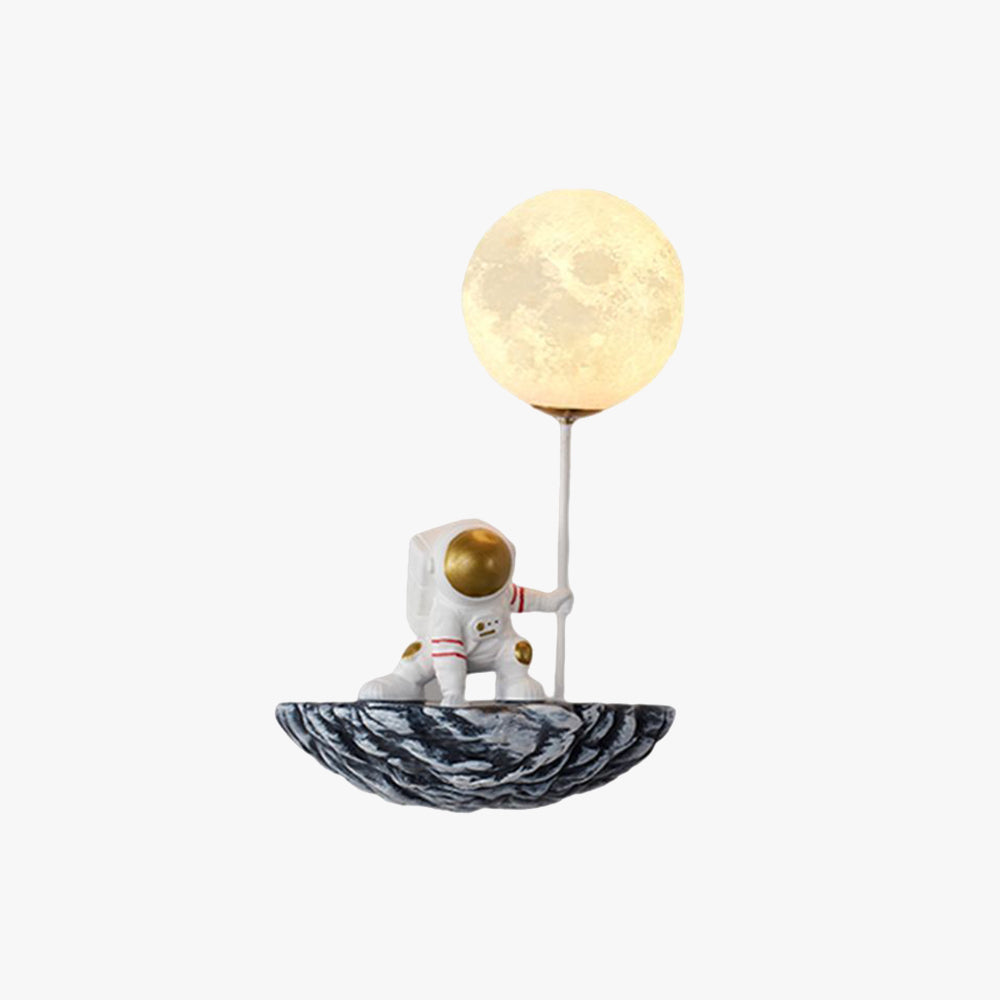 White And Blue Astronaut Glass Wall Light