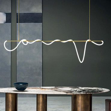 Curved And Linear Design Arisha Gold Semi Flush Ceiling Light