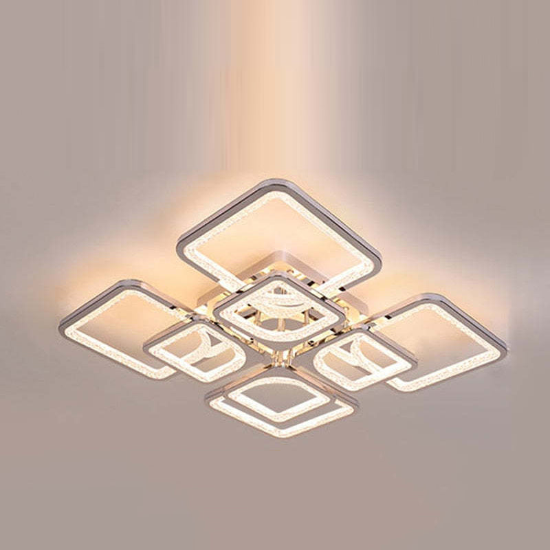 Acrylic And Metal LED Luxe Square Flush Mount Ceiling Light