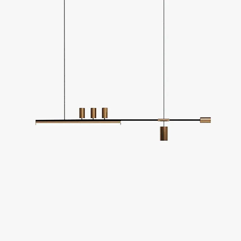 Minimalist Five Head Pendant Light In Black And Gold Finish