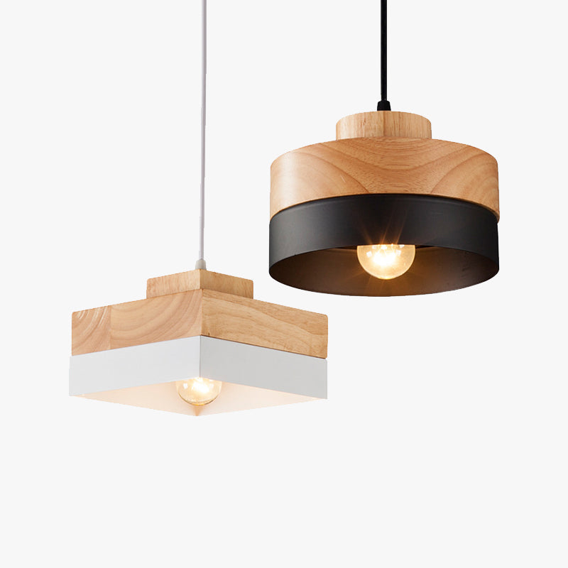Wooden Minimalist Geometric Light Pendant For Living Rooms