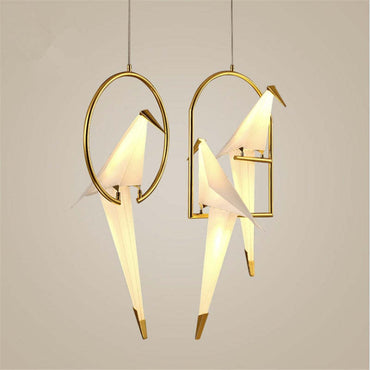 Nordic Glass Shade Bird Pendant Light With Ambient Glow