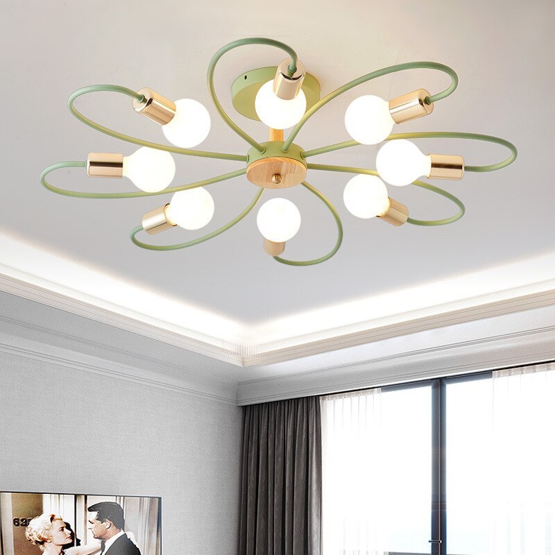 Green Grey Ceiling Flush Light Glass And Metal Elegant