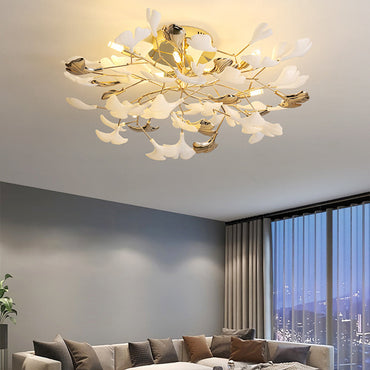 Ceramic And Metal Flush Mount Ceiling Light Gold Leaf