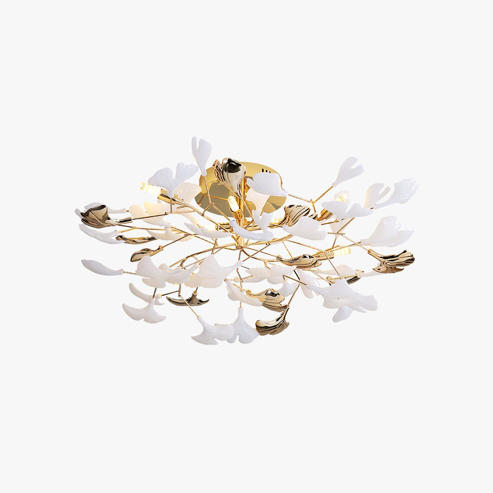 Ceramic And Metal Flush Mount Ceiling Light Gold Leaf
