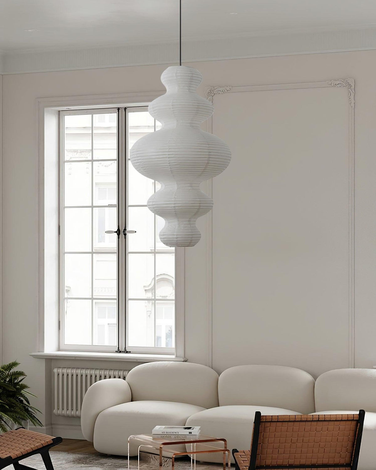 Dimmable Soft Ambient Pendant Lamp Featuring White Paper Shade