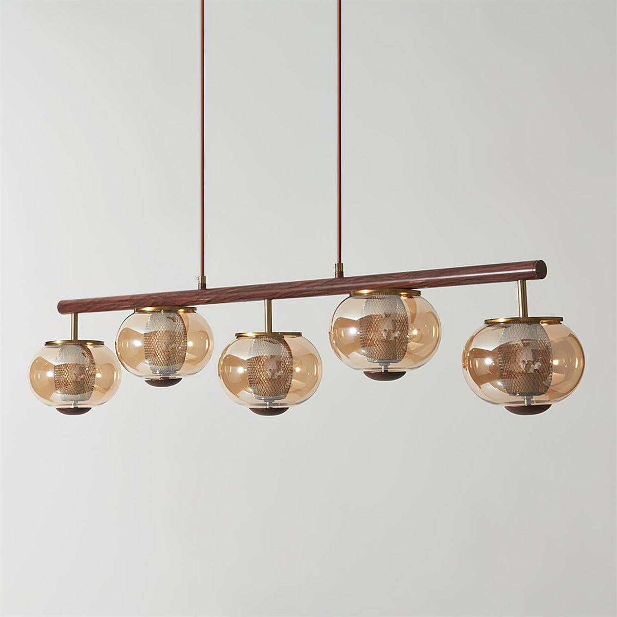 Amber Glass Linear Pendant Light With Integrated LED Faylen