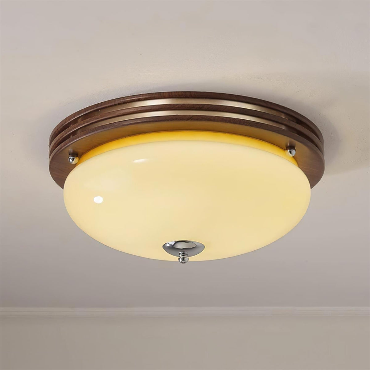 Dimmable Glass Aurora Flush Ceiling Light With Canopy Metal