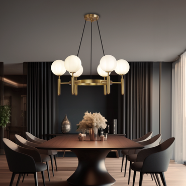 Pendant Light With Timeless Appeal in Gold White Glass Metal