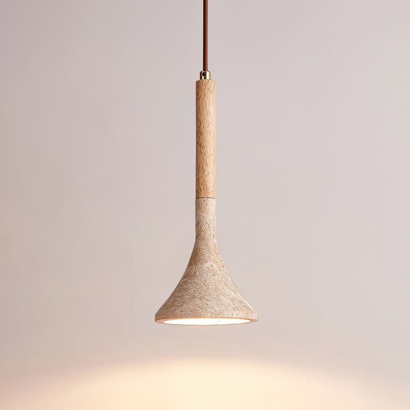 Warm Glow And Wood Pendant Light Travertine