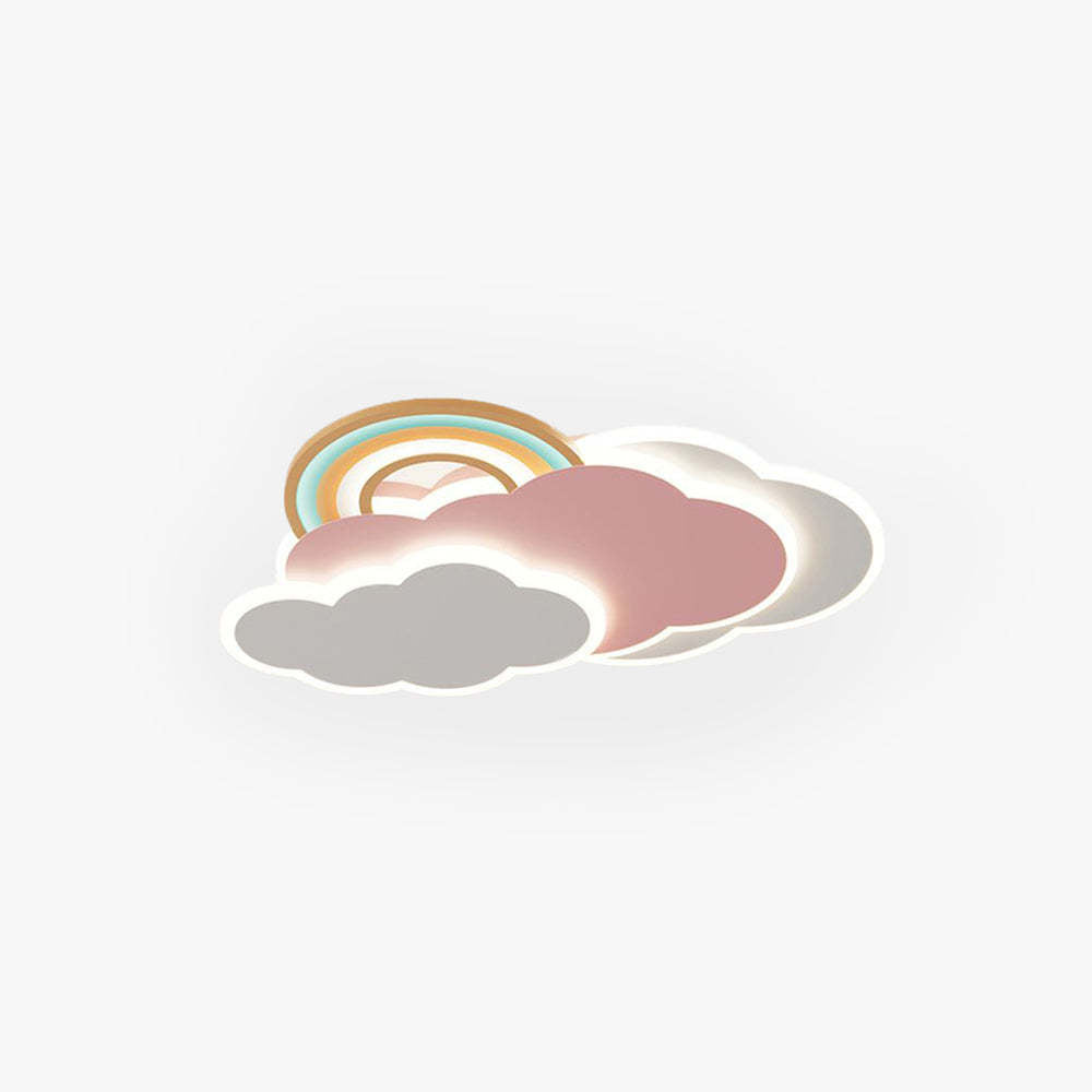 Three Colour Change Pink White Cloud Rainbow Flush Mount Ceiling Light