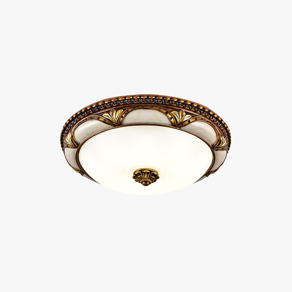 Ceiling Mount Flush Brass Vintage Light With Design Floral