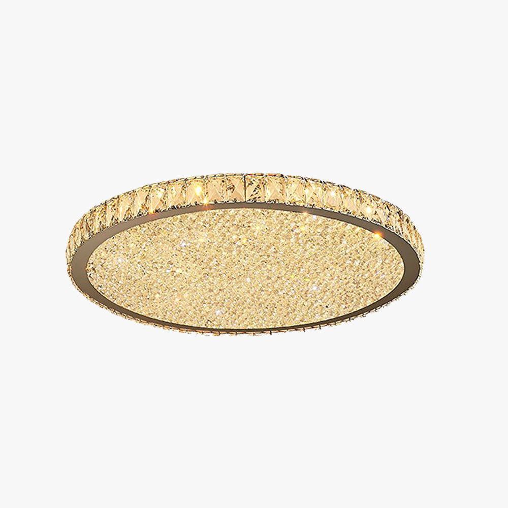 Gold Or Silver Finish Crystal Ceiling Light With Octagonal Jewel