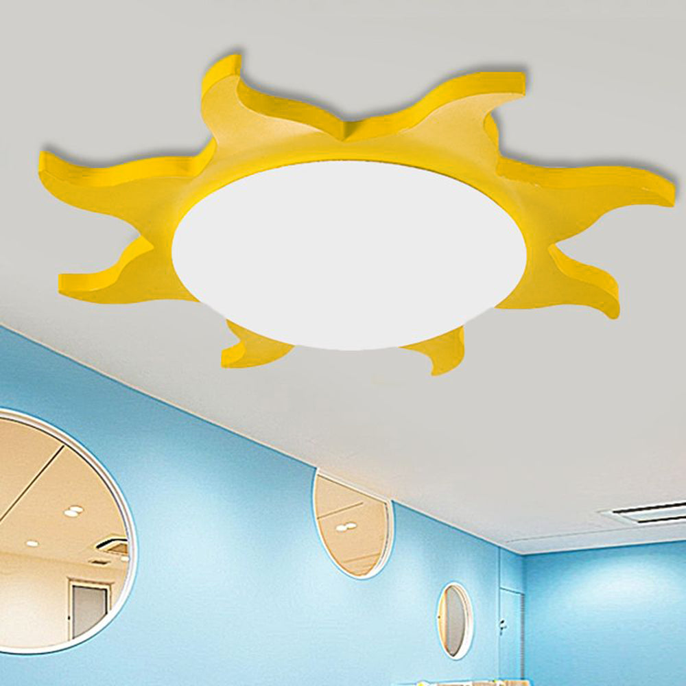 Multicoloured Ceiling Light Sunburst Round Flush Mount For Bedroom