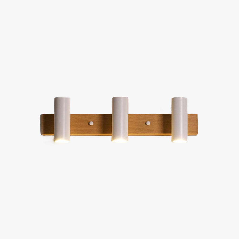 Wood And Metal Wall Light With Mirror Front Rotatable Vanity Spotlight