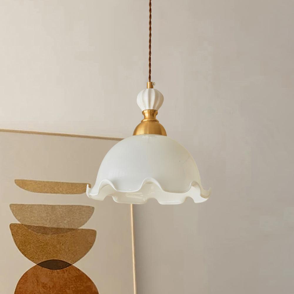 Wavy Edge Vintage Glass Romantic Pendant Lamp With Soft Glow