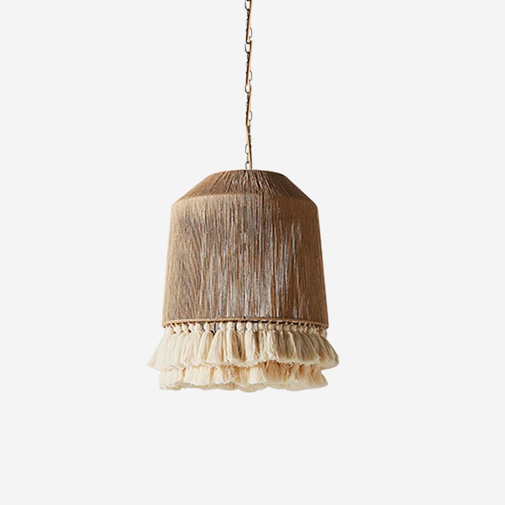 Pendant Lamp With Fringe Shade Boho Cotton Yarn