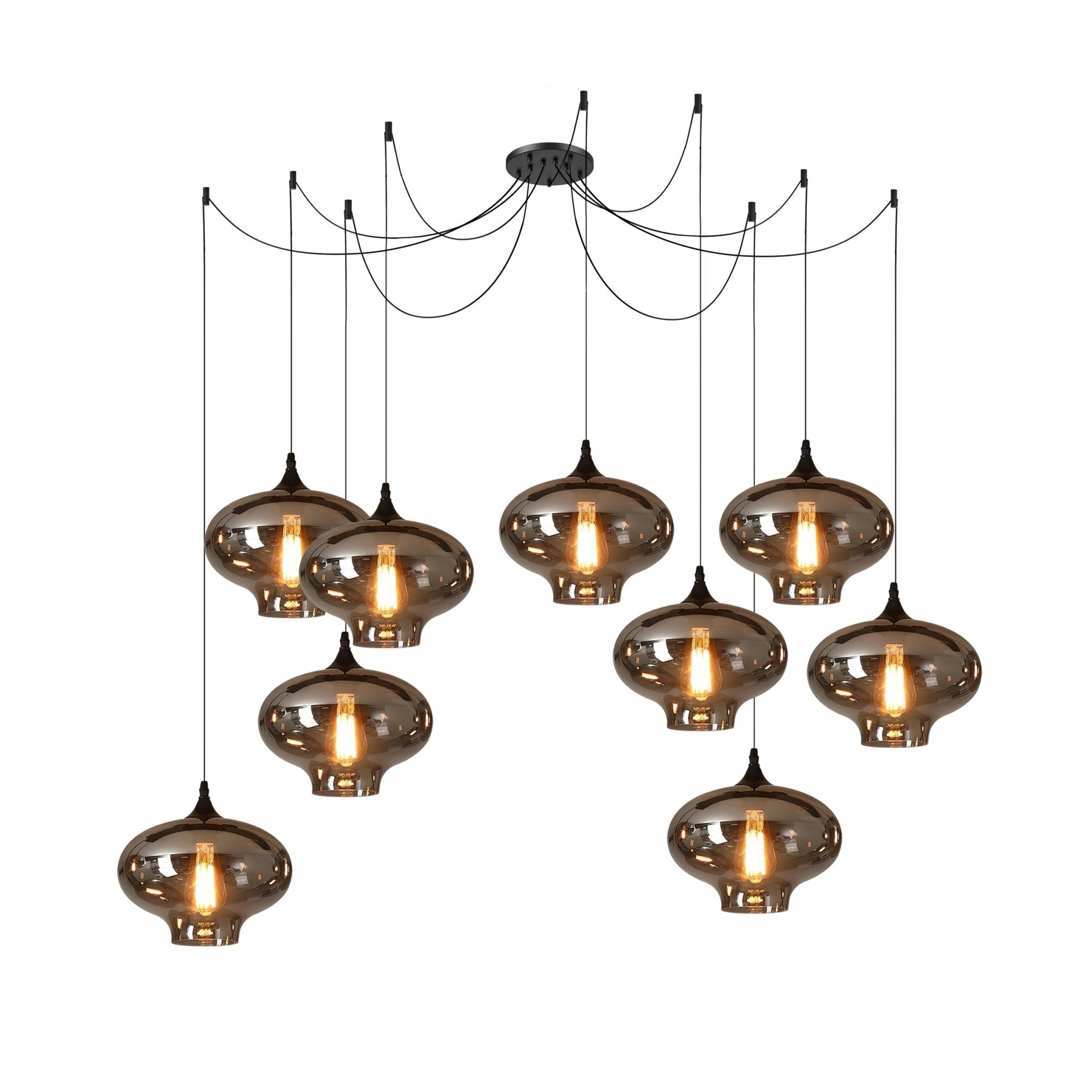 Smoke Gray Shade Minimalist Glass Pendant Light