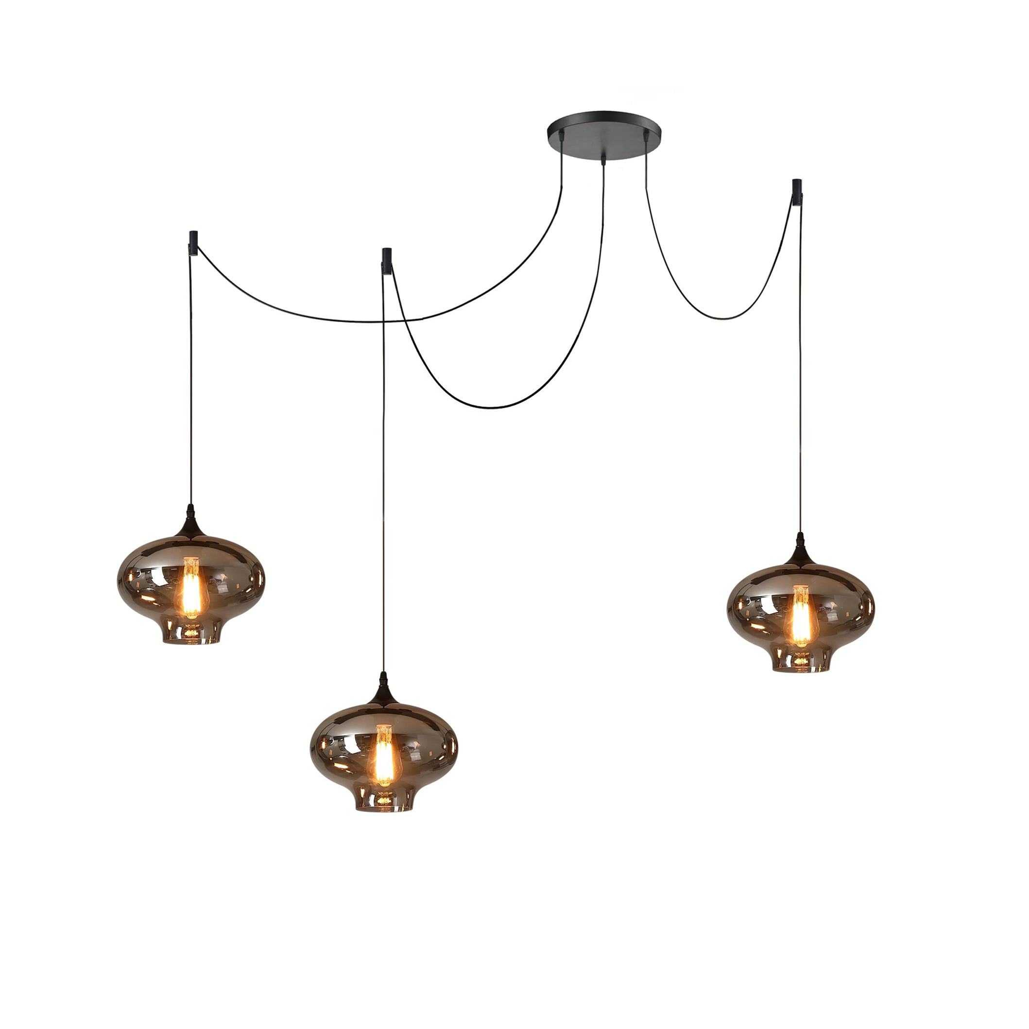 Smoke Gray Shade Minimalist Glass Pendant Light