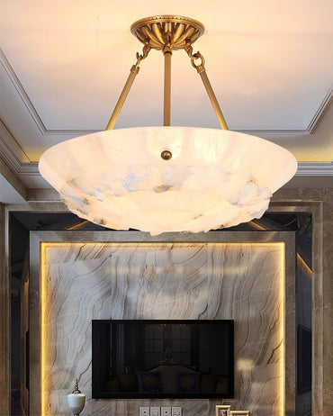 Pendant Light With Brass Finish Alabaster Bowl